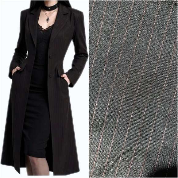 Daniel Laurent Jackets & Blazers - 🇨🇦 90s Daniel Laurent Black and Red Pinstripe Maxi Length Blazer Size Large